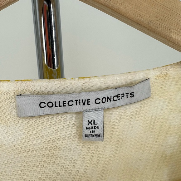 Collective Concepts Long Sleeve Button Front Floral Print Dress Yellow Floral XL - Picture 11 of 13
